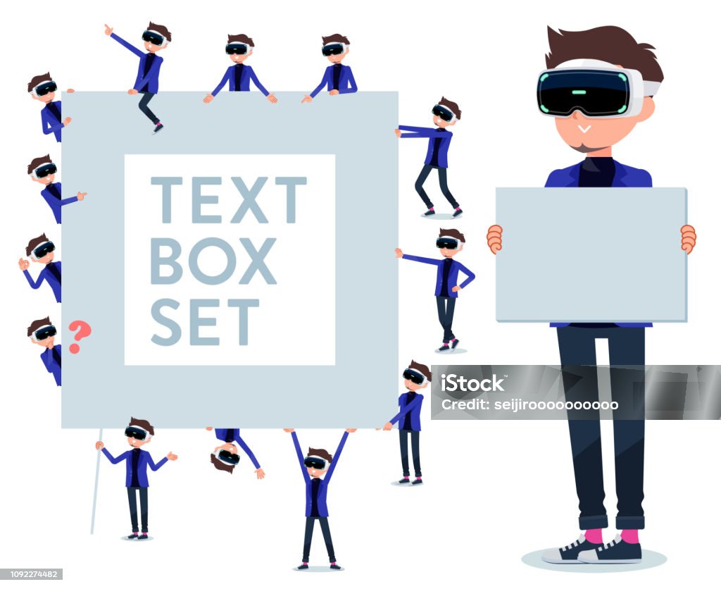 Vr Text Box Flat Type Vr Goggle Mentext Box Stock Illustration - Download Image Now ...