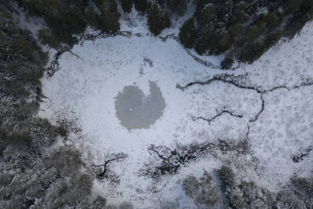 istock Drone view of frozen lake 1092276442