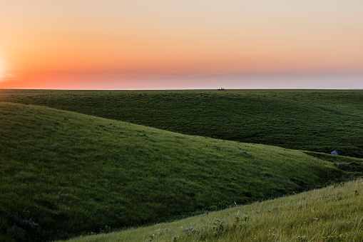 Kansas Tall Grass Prairie at sunset