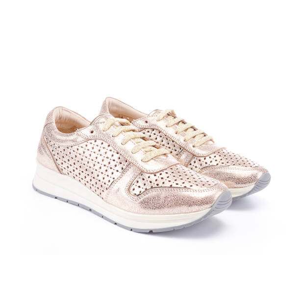 Shinny Golden leather PVC shoe with white platform Sneaker