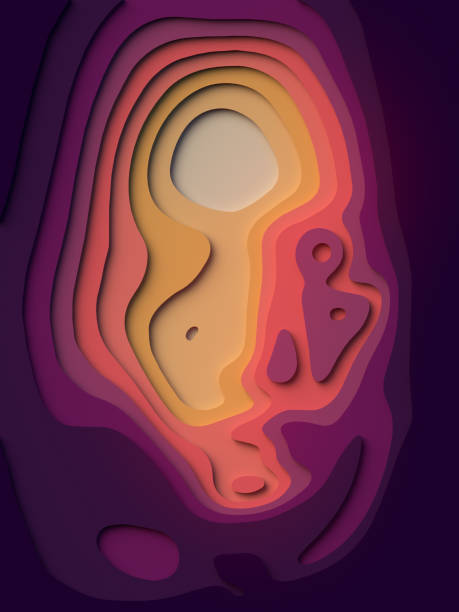 istock Abstract colored paper cut art background design for website template. Topography map concept. 3d rendering 1092283388