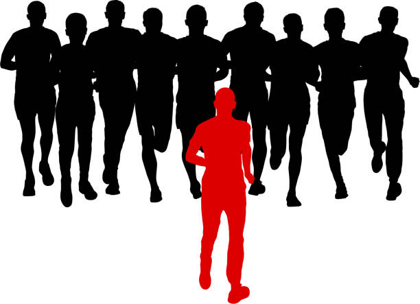 istock Set of silhouettes. Runners on sprint, men 1092284412