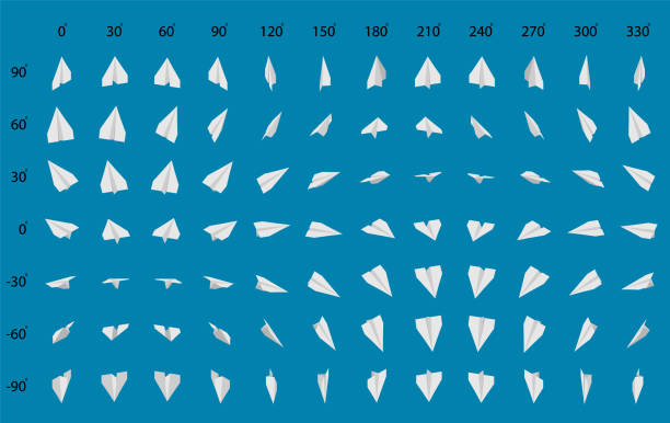 animation der rotation des einen papierflieger. - flachwinkelansicht stock-grafiken, -clipart, -cartoons und -symbole