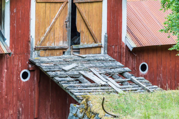 Abandoned condemned dilapidated work shed  from the 18th or19th century.