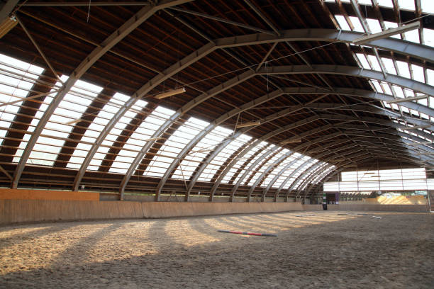 istock Empty riding hall  building interior without people ready for equestrian training wintertime 1092290554