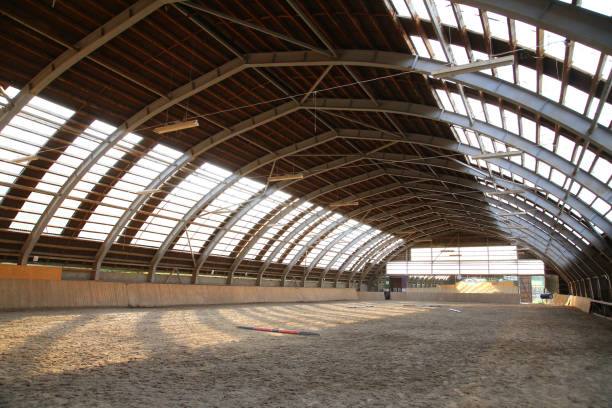 istock Empty riding hall  building interior without people ready for equestrian training wintertime 1092290560