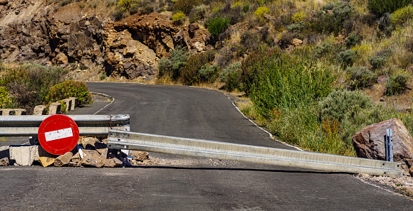 Closed road in the mountains of Gran Canaria, Canary islands
