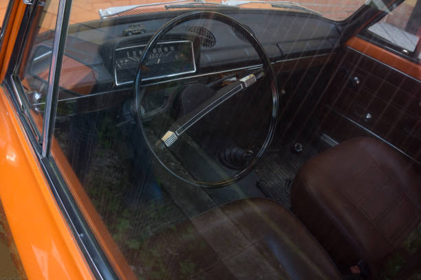 istock Vintage orange parked on a street 1092295468
