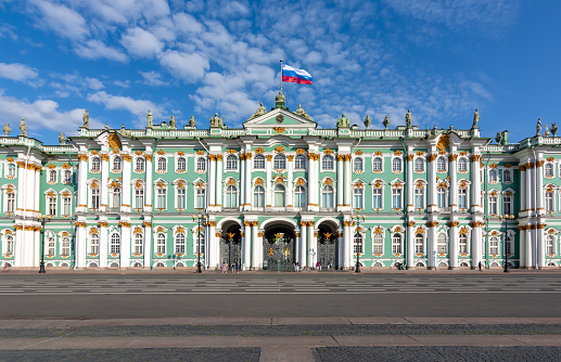 St. Petersburg, Russia - August 2018: Winter Palace (Hermitage museum) on Palace square
