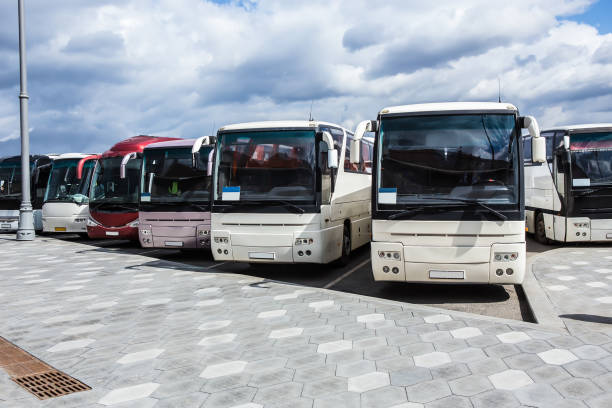 istock buses on parking on the background of cloudy sky 1092306680