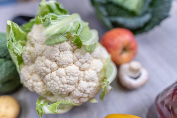 Selection of healthy vegetables with cauliflower