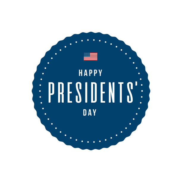 Happy Presidents' Day An event label isolated on a transparent background. Color swatches are global for quick and easy color changes throughout the file. The color space is CMYK for optimal printing and can easily be converted to RGB for screen use. presidents day stock illustrations