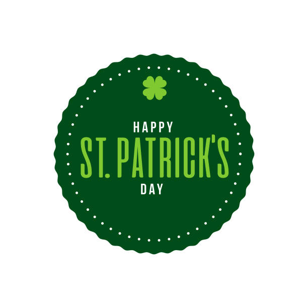 Happy St. Patrick's Day An event label isolated on a transparent background. Color swatches are global for quick and easy color changes throughout the file. The color space is CMYK for optimal printing and can easily be converted to RGB for screen use. irish shamrock clip art stock illustrations