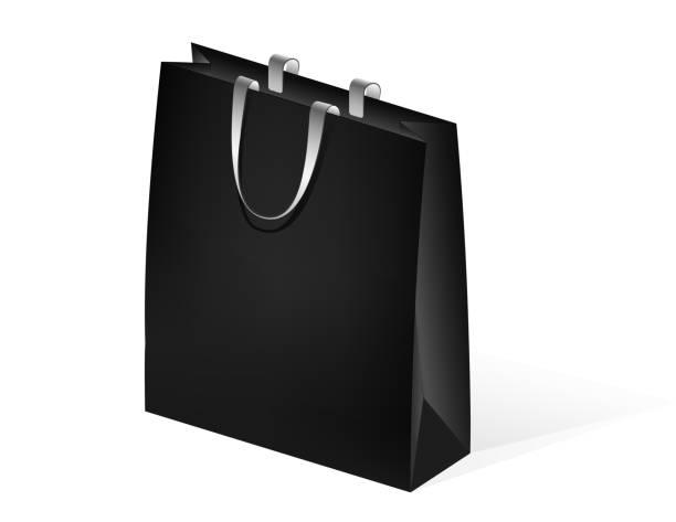 istock Paper empty package for packing goods and shopping in the store. Handles of a different color. Place for text or logo. 1092323044