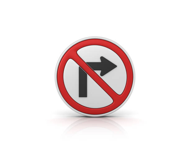istock No Right Turn Road Sign - 3D Rendering 1092333778