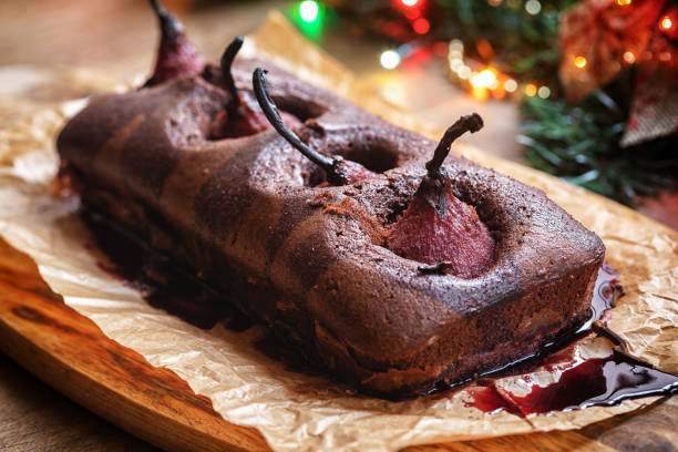 istock Pear chocolate cake  with mulled wine glaze 1092334282