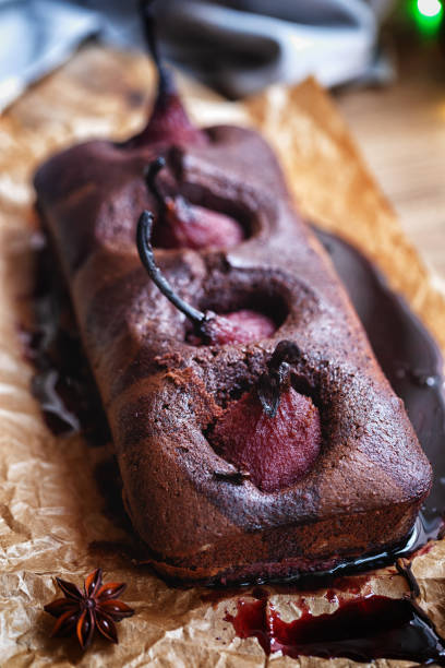 istock Pear chocolate cake  with mulled wine glaze 1092334290