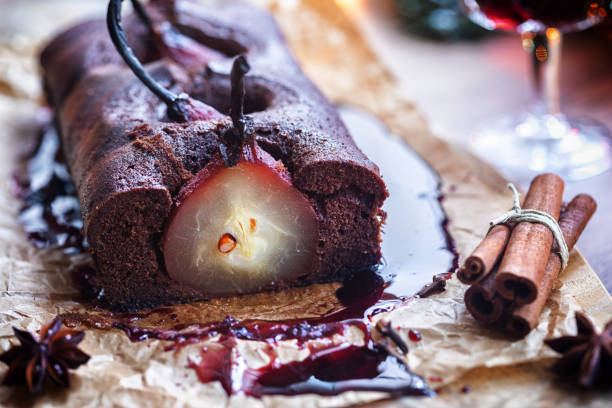 istock Pear chocolate cake  with mulled wine glaze 1092334522