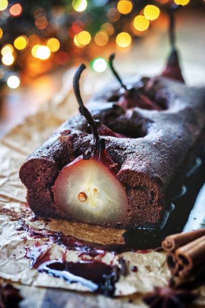 istock Pear chocolate cake  with mulled wine glaze 1092334570