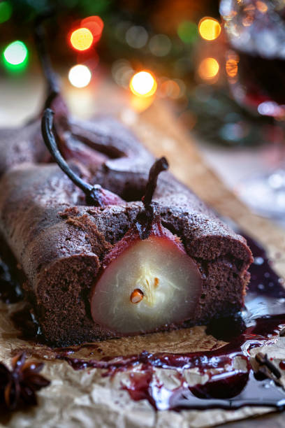 istock Pear chocolate cake  with mulled wine glaze 1092334654