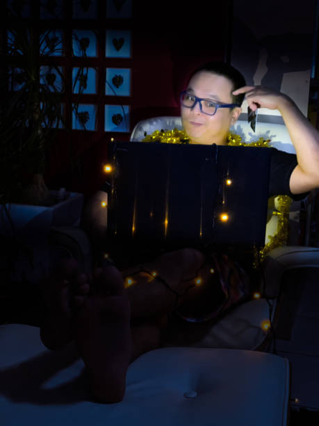 istock Asian man shopping online at Christmas. 1092344344