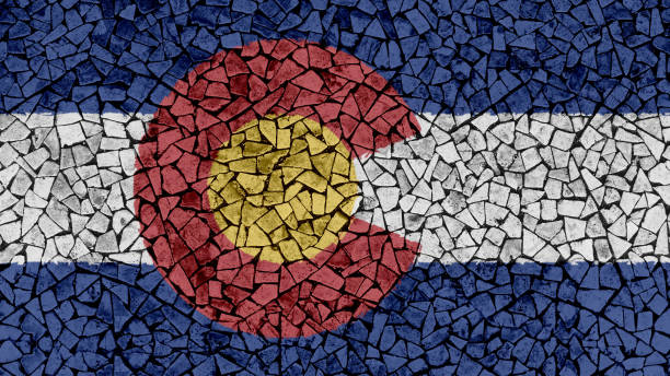Mosaic Tiles Painting of Colorado Flag Mosaic Tiles Painting of Colorado Flag, US State Background colorado flag art pictures stock pictures, royalty-free photos & images