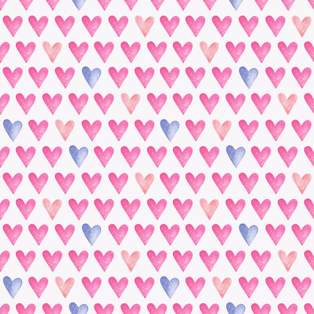 istock Seamless pattern with colorful watercolor hearts. Ornament for Valentine's day. Isolated on white background. 1092381824