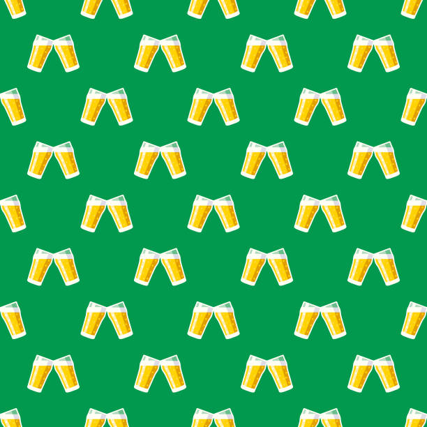 Mardi Gras Seamless Pattern A seamless pattern created from a single flat design icon, which can be tiled on all sides. File is built in the CMYK color space for optimal printing and can easily be converted to RGB. No gradients or transparencies used, the shapes have been placed into a clipping mask. background of a cheers beer mugs stock illustrations