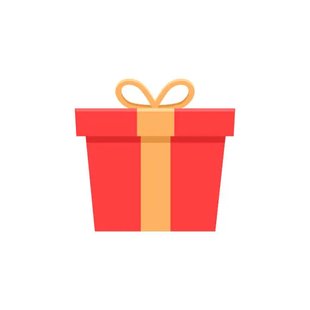 Vector illustration of Red gift box. Vector flat icon illustration for birthday, christmas, promotions, contests, marketing, giveaways, enter to win marketing strategies