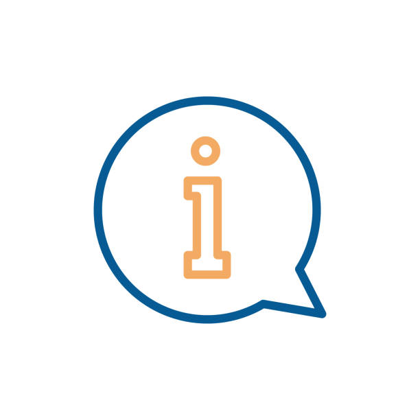 Trendy line icon with a speech bubble and the letter i. Vector info sign element. Information symbol Vector eps10 blue letter i stock illustrations