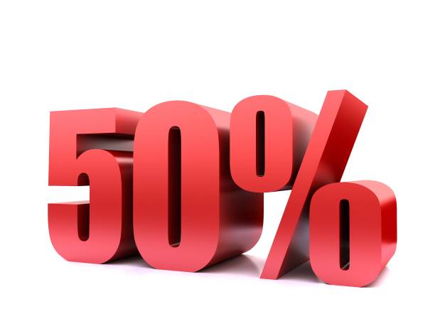 istock fifty  percent 50% symbol .3d rendering 1092451378