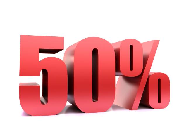istock fifty  percent 50% symbol .3d rendering 1092451384