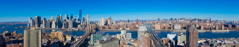 Panoramic view of Brooklyn heights with Manhattan, New York City