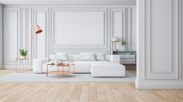 istock Luxury Modern white living room interior,3drender 1092466564