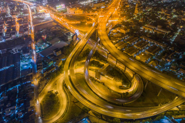 istock Panoramic view Cityscape business district from aerial view high building at dusk (Bangkok, Thailand) 1092484472