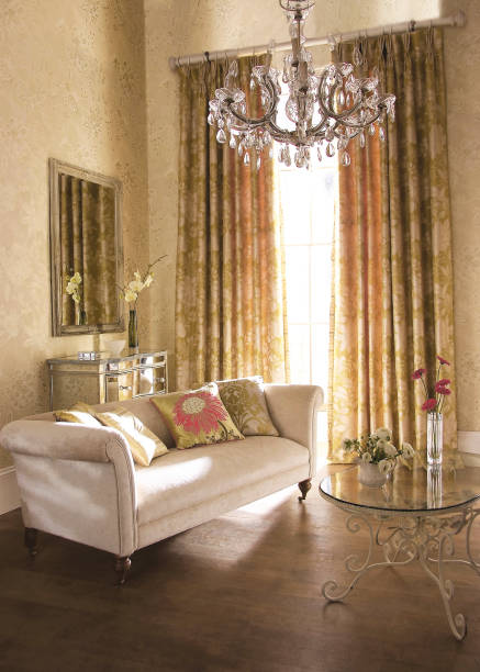 Interior of three seater sofa with pillow in a modern living room