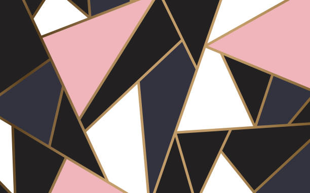Modern Mosaic Wallpaper In Rose Gold Gold And Black Stock Illustration -  Download Image Now - iStock