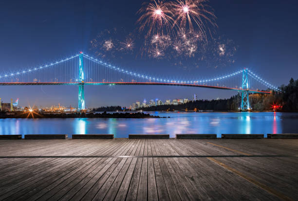 istock fantasy firework displays over Lions Gate Bridge,Vancouver 1092527390