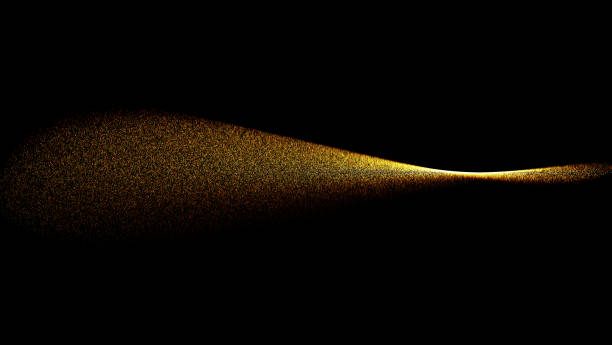 抽象3d 渲染金波背景 - 粒子 插圖 個照片及圖片檔