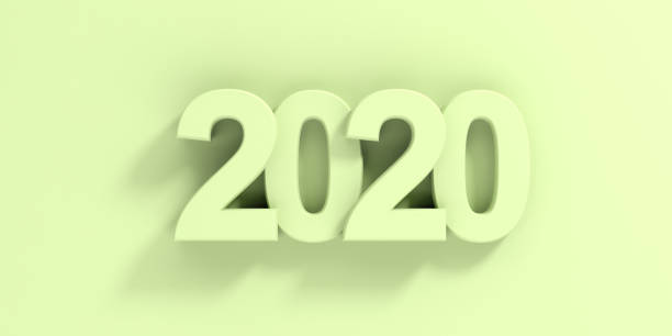 istock 2020. New year, number on pale green background. 3d illustration 1092544092