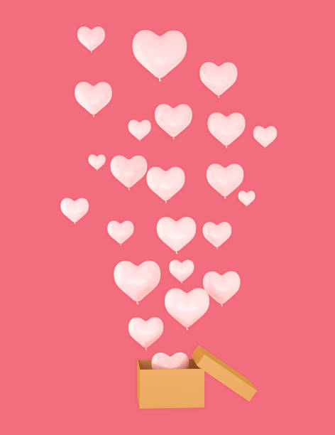 istock flying pink balloon heart shape from delivery box, for valentines day, Love delivery concept,celebration ,love, gift 1092550374