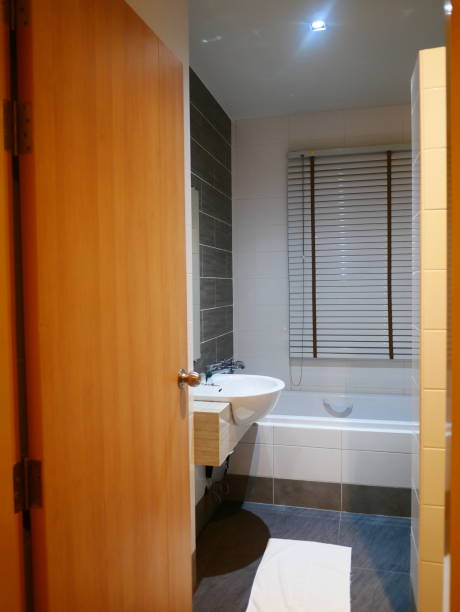 inodoro en el baño - bathroom home addition bathtub blinds fotografías e imágenes de stock