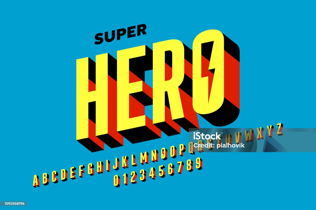 Comics style font design Comics style font design, alphabet letters and numbers vector illustration Superhero stock vector