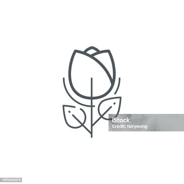 Rose Flower Outline Icon Stock Illustration - Download Image Now - Tulip, Abstract, Beauty