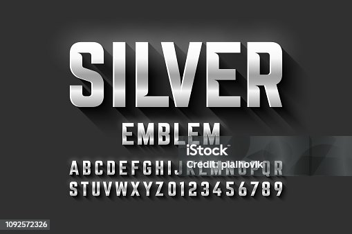 istock Silver emblem style font 1092572326