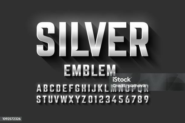 Silver Emblem Style Font Stock Illustration - Download Image Now - Typescript, Text, Metal