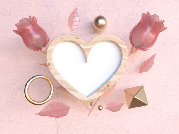 istock wood frame heart shape 3d rendering rose valentine concept 1092576482