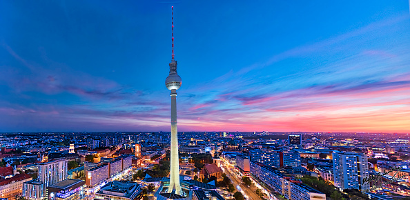 A beautiful berlin's skyline view under twilight hour