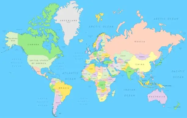 Vector illustration of Political world map