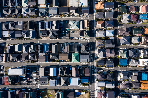 istock Residential area with regularly lined homes 1092589924
